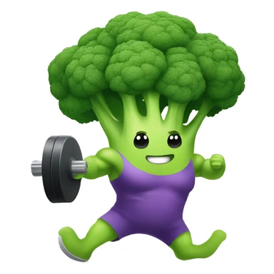 kawaii cute strong broccoli exercising in the gym sticker