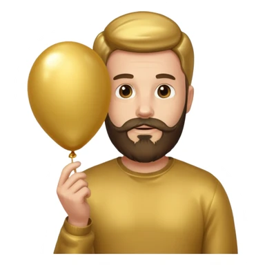 Bearded man hold gold balloon sticker