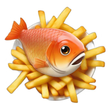 Kibbelibg fish in a french fries Like Bowl/plate sticker