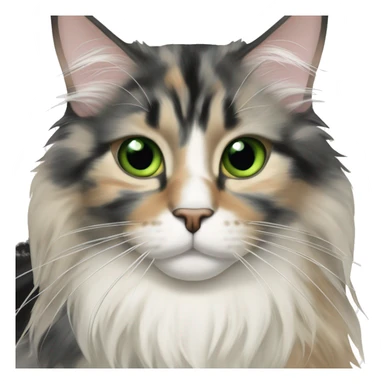 Maine coon dilute Calico half face colored big green black eyes sticker
