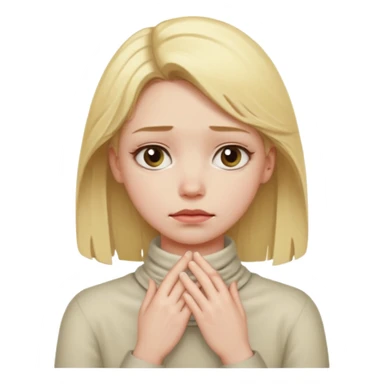 blonde girl with hands around her neck and miserable face sticker