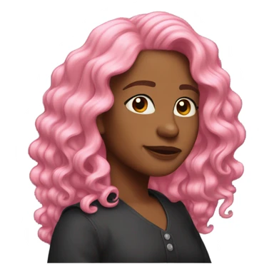 Pink wavy mid-long hair back view sticker