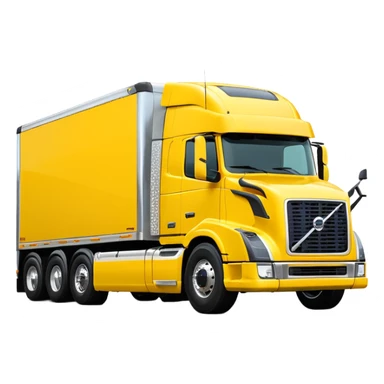Volvo sleeper semi truck bright yellow three-quarters view sticker