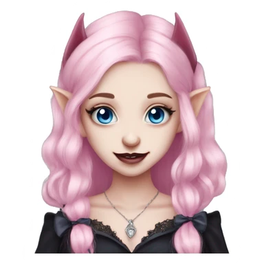 Cute pink pale vampire teeth vampire goth princess elf ears blue eyes pink hair sticker