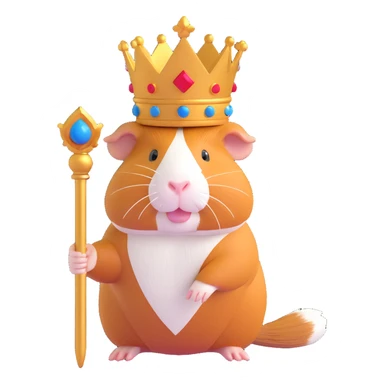 charming guinea pig with a scepter and crown, royal attire sticker
