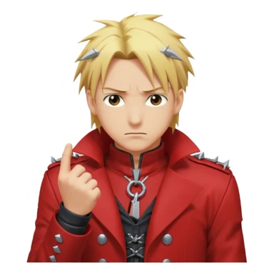 Create a Full Metal Alchemist Brotherhood Edward emoji for a teams chat but make it more original to the anime style sticker
