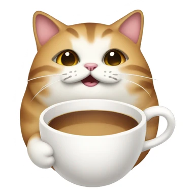 Fat cat with coffee sticker
