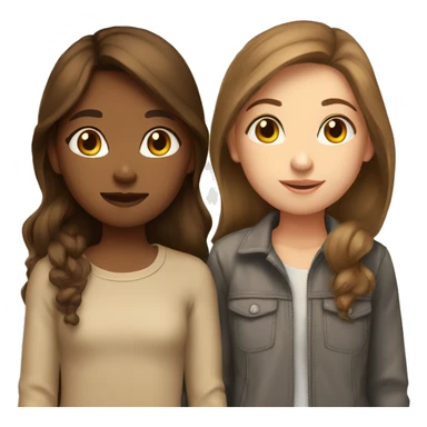 brown haired girl and light brown haired girl kissing sticker