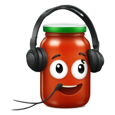 tomato sauce jar with headphones sticker