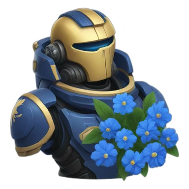 spacemarine giving blue flowers sticker