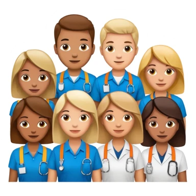 Employees with Lanyards sticker