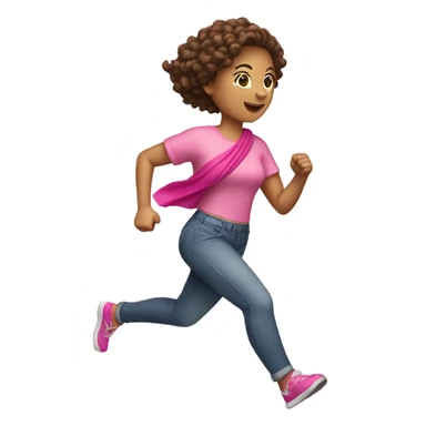 woman with short curly hair running with pink bandana around arm sticker