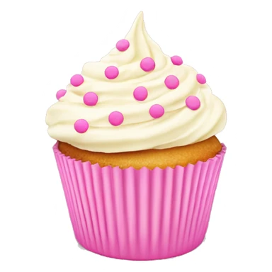 Butter creme frosted cupcake with pink polka dot cup liner sticker
