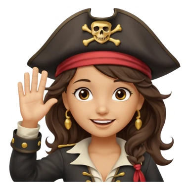cute pirate girl wave salute sticker