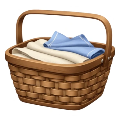 A wooden raffia Brown basket with fresh washed linen sticker