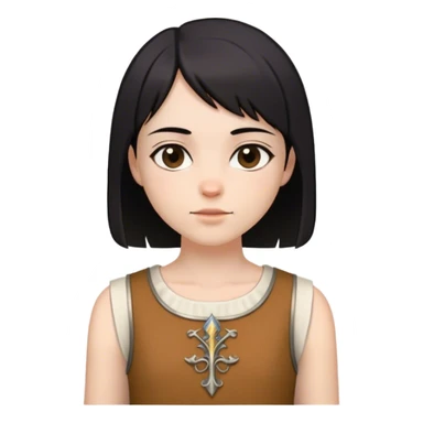 medieval summer outfit worn by a DnD themed fantasy character. basic sleeveless wool tunic with a simple round neckline and a decorative trim. clothes only above the waist. The clothes full waist. The character's haven't arms. character is white-skinned, black hair, brown eyes, short straight hair. sticker