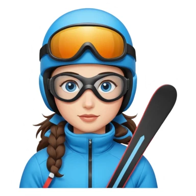 brunette with blue eyes skiing downhill  sticker