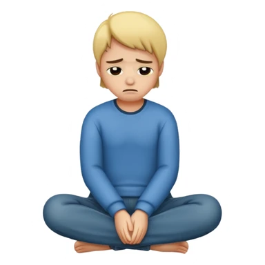 A person sitting with sad feeling sticker