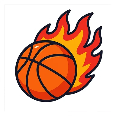 basketball on fire in vibrant toon cartoon style sticker