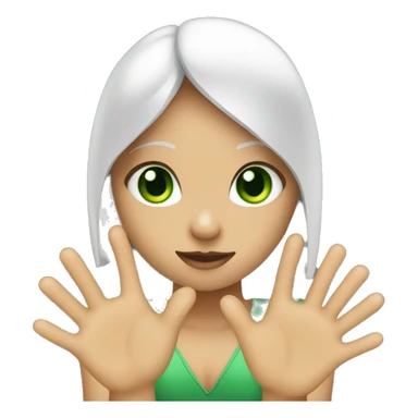 girl with green eyes making love heart with hands  sticker