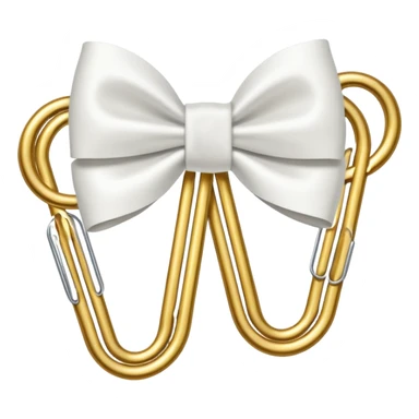 one gold paper clip with a white bow in the middle sticker