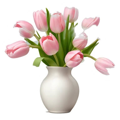 Light pink tulips in white vase in bow  sticker
