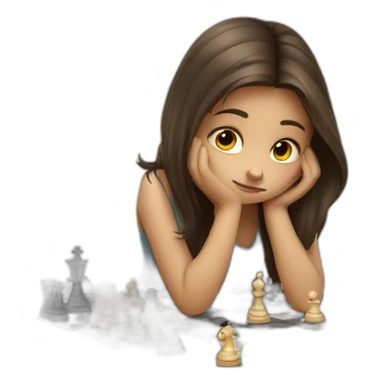 girl playing chess, she's sad sticker