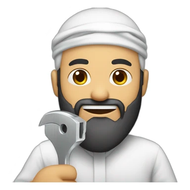 smiling-arab-bearded-man-holding-crying-baby-and-sharp-box-opener sticker