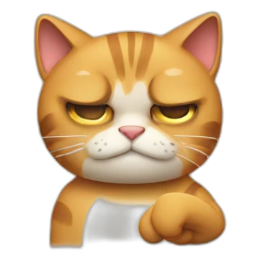 A frowning cat giving a thumbs down sticker