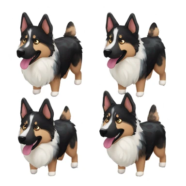  Black spotted brindle German shepherd husky fluffy ears and holographic harness running sticker