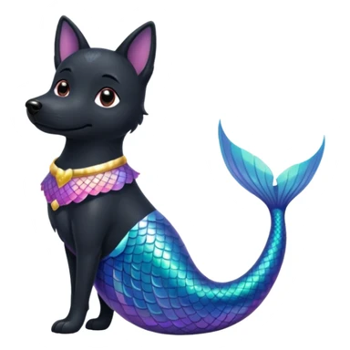 Black dog with mermaid tail sticker