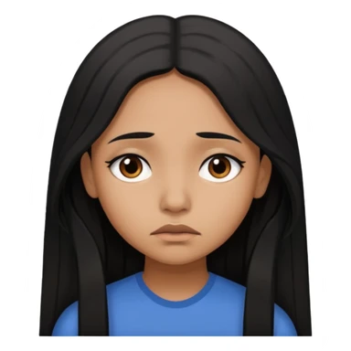 brown girl who has long black hair who is sad sticker