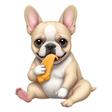 Black and white color frenchie eating a sock  sticker