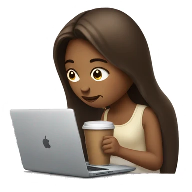 tired girl with laptop drinking a lot of coffee sticker