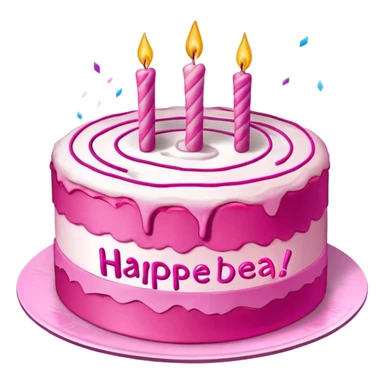 A pink split cake, with the words' HAPPEE BIRTHDAE HARRY 'scrawled across it, floats in the air with magical effects sticker