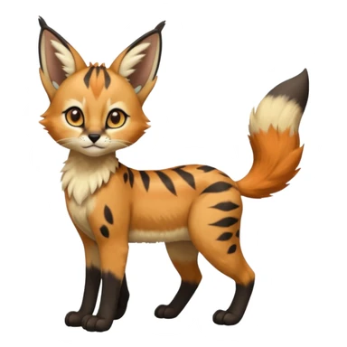 Big-eared big-eyed cute realistic animalistic feral digitigrade 4-legged anime-styled Meloetta-Caracal-Sergal-Serval-hybrid-fusion-creature-animal, full body sticker