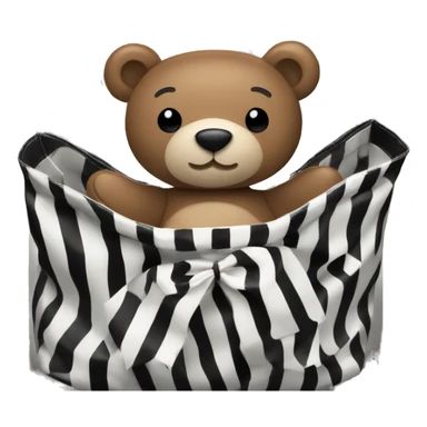 teddy bear with black and white striped sephora bag  sticker