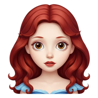 long and wavy dark red haired girl, with thick lips, big eyes and she looks like a fairy sticker