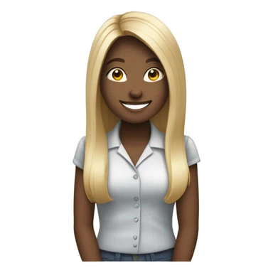 girl working happy straight hair sticker