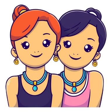 smiling girls with jewelry sticker