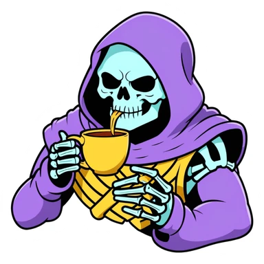 Skeletor sipping tea sticker