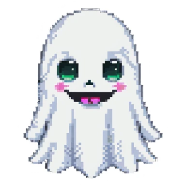 cartoon ghost emoji, winking sticker