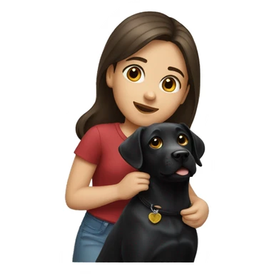 Brunette girl with black labrador sticker