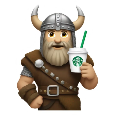 Viking holding a Starbucks drink sticker