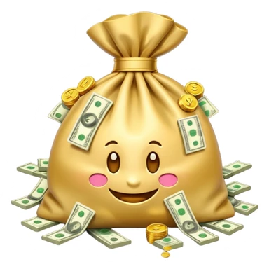 Luxury 3D emoji, overflowing money bag, stacks of cash, premium lighting, rich glossy look, ultra clean, transparent background


 sticker