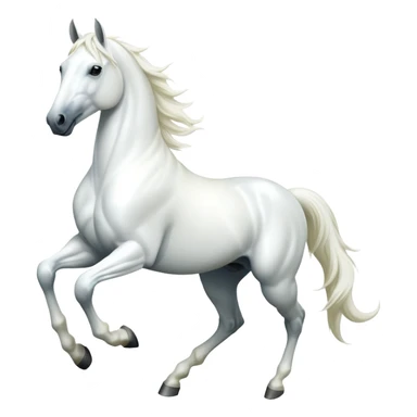 cinematic-[white horse]-realistic-full-body-galopping-emoji,-tail-flicking-lazily,-head-tilted-dramatically,-sleek-[white]-coat,-simplified-yet-realistic-focused-features,-highly-detailed,-glowing-with-an-almost-sarcastic-glow sticker