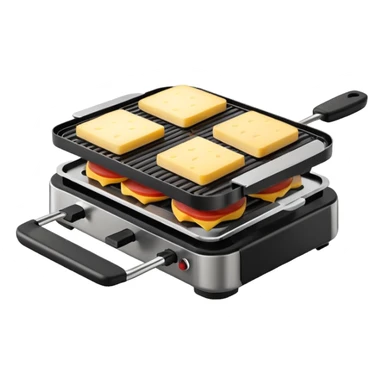 minimalist raclette grill, isometric view, iOS Apple emoji style sticker