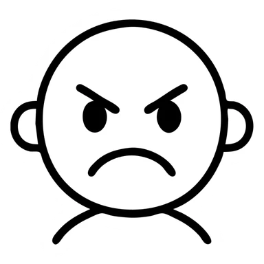 angry cartoon character, bold lines sticker