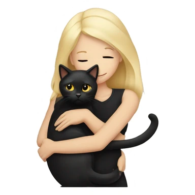 Blonde girl hugging black cat sticker