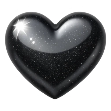 Black sparkle heart sticker